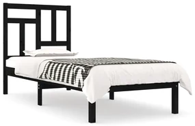 vidaXL Bedframe massief hout zwart 75x190 cm 2FT6 Small Single