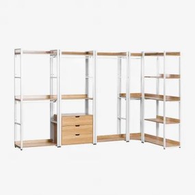 Open Modulaire Hoekkast Van 5 Delen In Staal En Mdf Ariaster Natuurlijk - Sklum