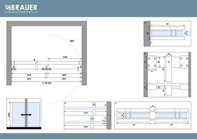 Brauer Void profielloze nisdeur 120cm met draaideur 60cm aan glas zwart mat