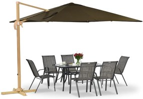 Siena 3x3m houtachtige tuinparasol met bruine hoes Garden Point