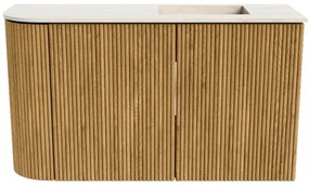 Mondiaz Joya DLux 70cm toiletmeubel ronding links oak met wastafel faye rechts zonder kraangat meli