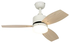 Plafondventilator met lamp voor buiten wit incl. LED met afstandsbediening IP44 - Toledo Modern IP44 Buitenverlichting rond