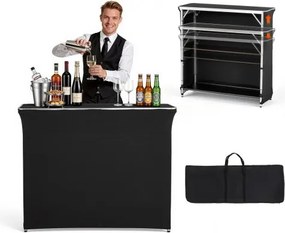 VEVOR Opvouwbare Beursbalie, 1105x390x1010 mm, Receptiebalie met Draagtas, 2 Planken, Receptiebalie, Beursstand, Bartafel, Opvouwbare Mobiele Bar voor Evenementen, Feesten & Beursen