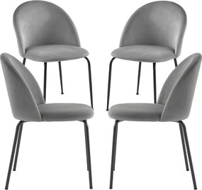 Set 4 Black Dalnia Fluwelen Stoelen