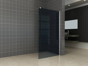 Saqu Splash inloopdouche met chroom muurprofiel 100x200cm Nano rookglas