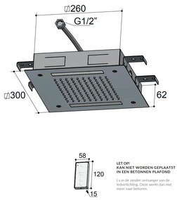 Hotbath Mate M174 inbouw hoofddouche met LED vierkant 30cm geborsteld nikkel