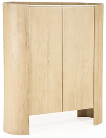 Wandkast Eiken Met Wit Marmer - 120x40x140cm.
