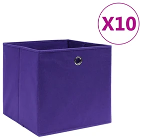 vidaXL Opbergboxen 10 st 28x28x28 cm nonwoven stof paars