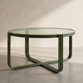 Retro Salontafel Glas Groen - 63 X 63cm.