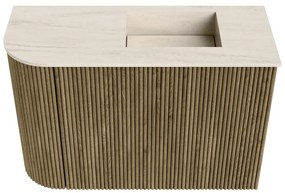 Mondiaz Joya DLux 60cm toiletmeubel ronding links dusk met wastafel faye rechts zonder kraangat meli