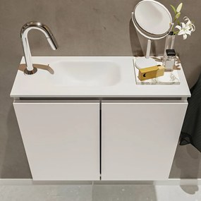 Mondiaz Ture 60cm toiletmeubel linen met wastafel talc links 1 kraangat