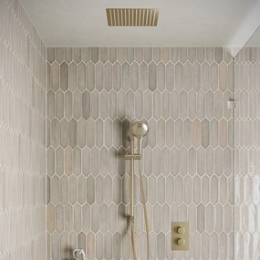 Saniclear Cube inbouw regendouche met inbouw douchekop 30x30cm, glijstang en 2 standen handdouche geborsteld messing - mat goud