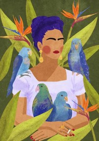 Ilustratie Frida and birds, Raissa Oltmanns