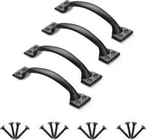 VEVOR Barndeurgreep, 152 mm, Barndeurgreep met roestwerende coating, schuifdeurgreep van koolstofstaal, kastgreep, metalen schuifdeurgrepen voor garage, schuur, kast, set van 4