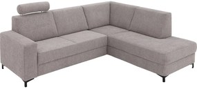 Goossens Basic Hoekbank Helsinki Incl. Hoofdsteun bruin, stof, 2-zits, modern design met ligelement rechts