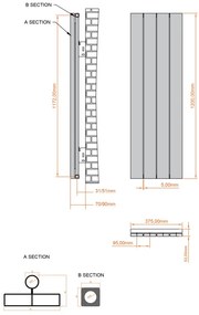 Eastbrook Charlton radiator 35x120cm aluminium 775W antraciet