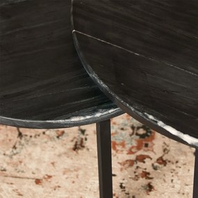 Starfurn Nova Black Ronde Salontafel Set Zwart Marmer - 70 X 70cm.