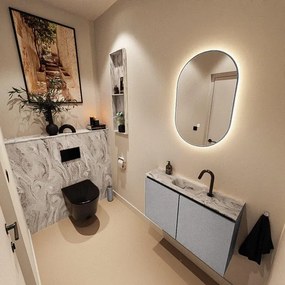 MONDIAZ TURE-DLUX 80cm toiletmeubel Plata. EDEN wastafel Glace positie midden. Met 1 kraangat. TUREDX80PLAM1GLA