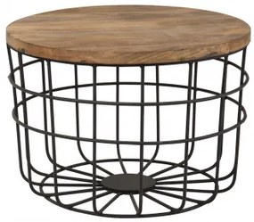 Ronde Salontafel In Mangohout En Staal (ø62 Cm) Ket Zwart - Sklum