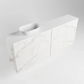 Mondiaz Fowy toiletmeubel 120cm Carrara met witte waskom links zonder kraangat