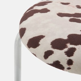 Kruk, van chroom en fluweel met koeienprint, AVINO