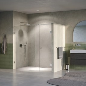 Brauer Void Carving profielloze nisdeur 190cm met draaideur 70cm aan muur RVS geborsteld PVD