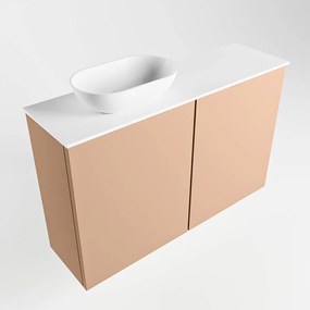 Mondiaz Fowy toiletmeubel 80cm rosee met witte waskom links zonder kraangat