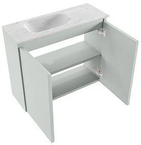 Mondiaz Ture DLux toiletmeubel 60cm greey met wastafel opalo links met kraangat