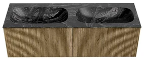 Mondiaz Kurve-dlux 140cm badmeubel dusk met 2 lades en wastafel stor small dubbel 2 kraangaten lava