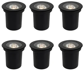 Set van 6 Moderne buiten grondspots zwart AR70 verstelbaar IP65 - Delux Modern GU10 IP65 Buitenverlichting