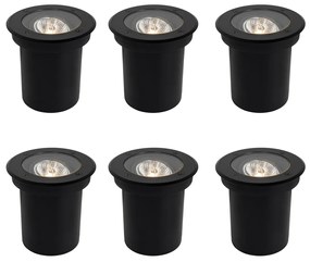 Set van 6 moderne buiten grondspots zwart AR70 verstelbaar IP65 - Delux