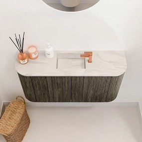 Mondiaz Joya DLux 85cm toiletmeubel ronding links/rechts shadow met wastafel faye midden 1 kraangat ostra