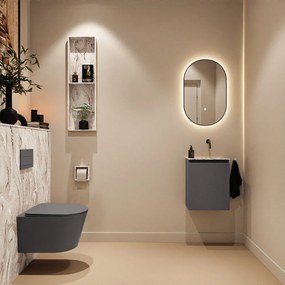 Mondiaz Ture DLux toiletmeubel 40cm dark grey met wastafel glace rechts zonder kraangat