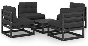 vidaXL 5-delige Loungeset met kussens massief grenenhout