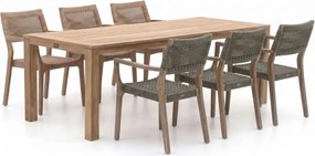Diningset ROUGH | 6 personen teakhout | Tuinset stapelbaar | 7-delig | Kees Smit Tuinmeubelen