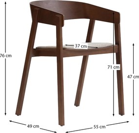 Walnoot Eetkamerstoel Met Beige Stof