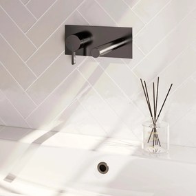 Brauer Gunmetal Edition ColdStart wastafelkraan inbouw rechte uitloop met achterplaat model E2 gunmetal geborsteld PVD
