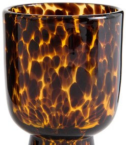 Set van 6 glazen op voet in amberkleurig glas, Fauvita