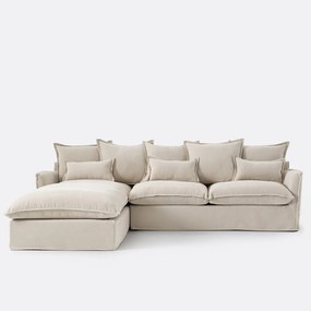 Hoekbank links, afneembare hoes, 4 zits, in gevlekt polyester, ODNA