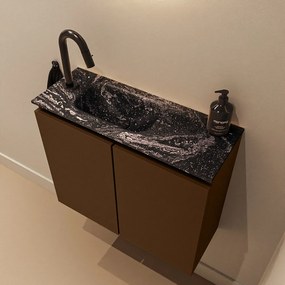 Mondiaz Ture DLux toiletmeubel 60cm rust met wastafel lava links met kraangat