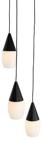 Moderne hanglamp zwart met opaal glas 3-lichts - Drop Modern E27 rond Binnenverlichting Lamp