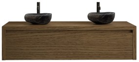 Gliss Design Ares badmeubel 120cm castle brown met rivierstenen waskommen