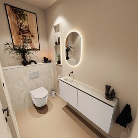 Mondiaz Ture DLux toiletmeubel 120cm linen met wastafel ostra links zonder kraangat