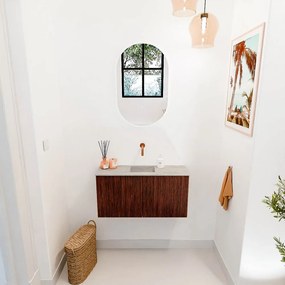 Mondiaz Joya DLux 80cm toiletmeubel ruby met wastafel faye midden zonder kraangat glace