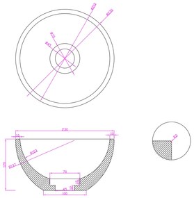 Saniclear Micro waskom voor toilet 23cm dark emperador