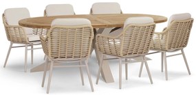 Tuinset 6 personen 240 cm Aluminium/rope Taupe Coco Antoni/Brookline