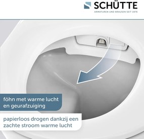 Schutte Cesari Premium randloze douche wc met Slim toiletzitting wit glans