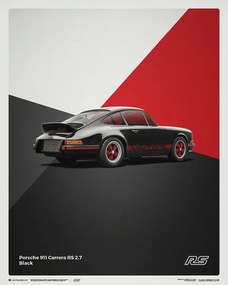 Porsche 911 RS - 1973 - Black Kunstdruk, (40 x 50 cm)