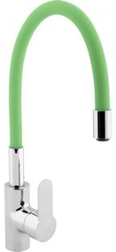 Nemo Go Play Keukenmengkraan - eengreeps - mobiele rubber bek groen - keramische schijven - waterbesparend - flexibele slang - bevestigingsset - chroom FF6239GREEN