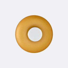 Wand- of plafondlamp, verchroomd ijzer en amberkleurig glas, OMER